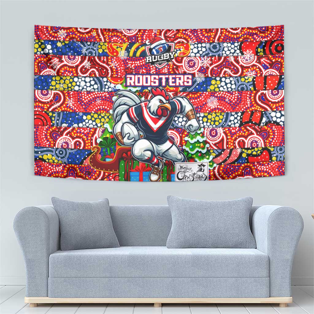 Roosters Rugby Merry Christmas Tapestry Indigenous Australian Art