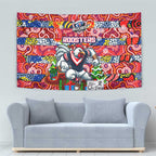 Roosters Rugby Merry Christmas Tapestry Indigenous Australian Art
