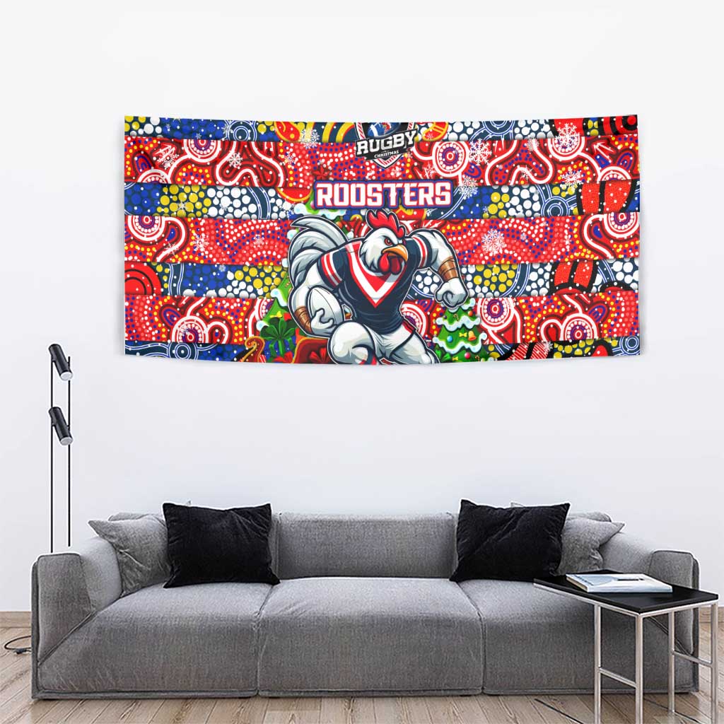 Roosters Rugby Merry Christmas Tapestry Indigenous Australian Art