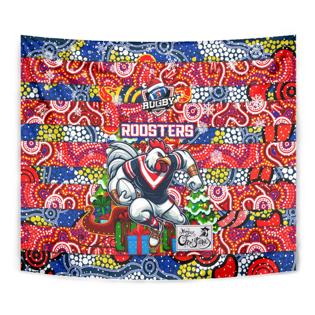 Roosters Rugby Merry Christmas Tapestry Indigenous Australian Art