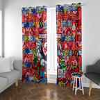Roosters Rugby Merry Christmas Window Curtain Indigenous Australian Art