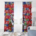 Roosters Rugby Merry Christmas Window Curtain Indigenous Australian Art