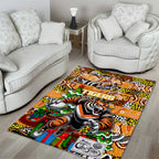 Tigers Rugby Merry Christmas Area Rug Indigenous Australian Art