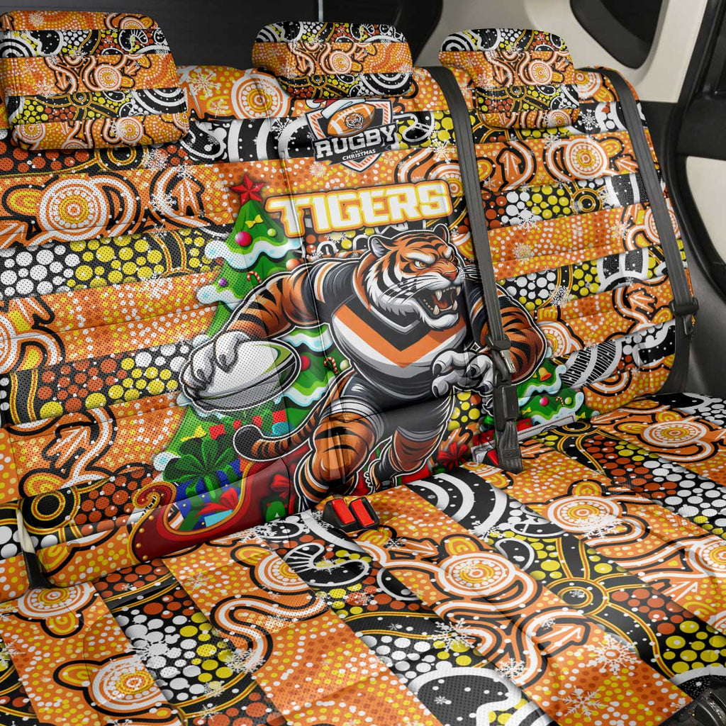 Tigers Rugby Merry Christmas Back Car Seat Cover Indigenous Australian Art