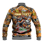 Custom Tigers Rugby Merry Christmas Baseball Jacket Indigenous Australian Art