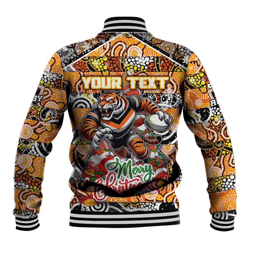 Custom Tigers Rugby Merry Christmas Baseball Jacket Indigenous Australian Art