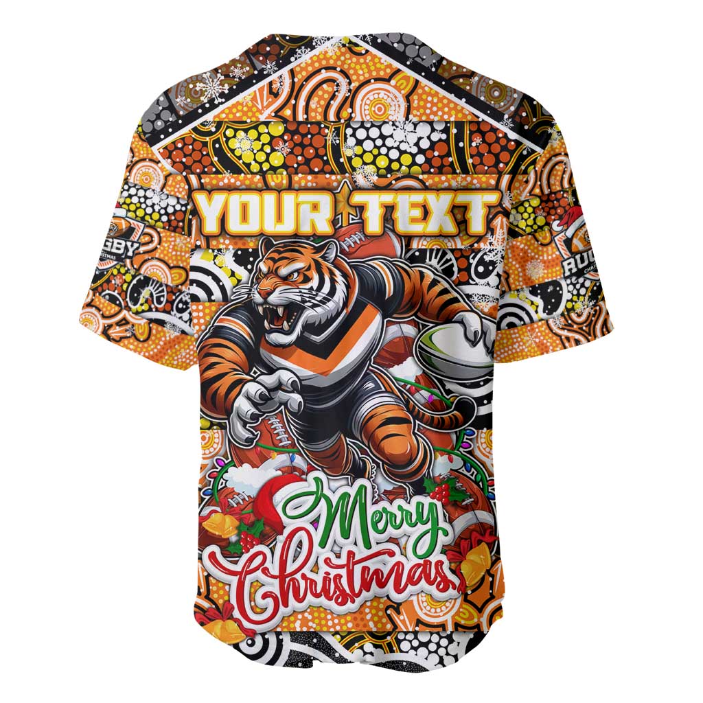 Custom Tigers Rugby Merry Christmas Baseball Jersey Indigenous Australian Art