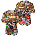 Custom Tigers Rugby Merry Christmas Baseball Jersey Indigenous Australian Art