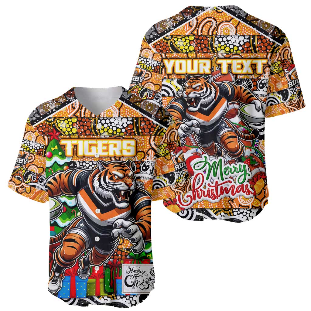 Custom Tigers Rugby Merry Christmas Baseball Jersey Indigenous Australian Art