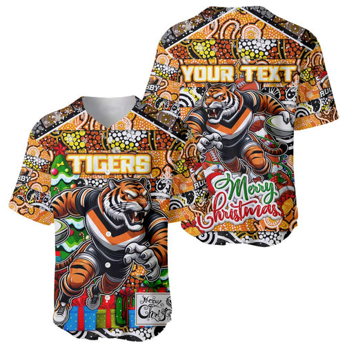 Custom Tigers Rugby Merry Christmas Baseball Jersey Indigenous Australian Art