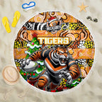 Tigers Rugby Merry Christmas Beach Blanket Indigenous Australian Art