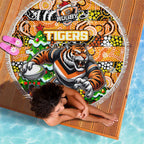 Tigers Rugby Merry Christmas Beach Blanket Indigenous Australian Art