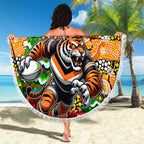 Tigers Rugby Merry Christmas Beach Blanket Indigenous Australian Art
