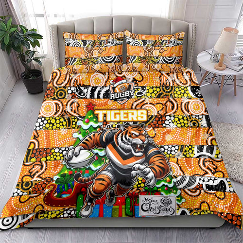 Tigers Rugby Merry Christmas Bedding Set Indigenous Australian Art