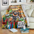 Tigers Rugby Merry Christmas Blanket Indigenous Australian Art