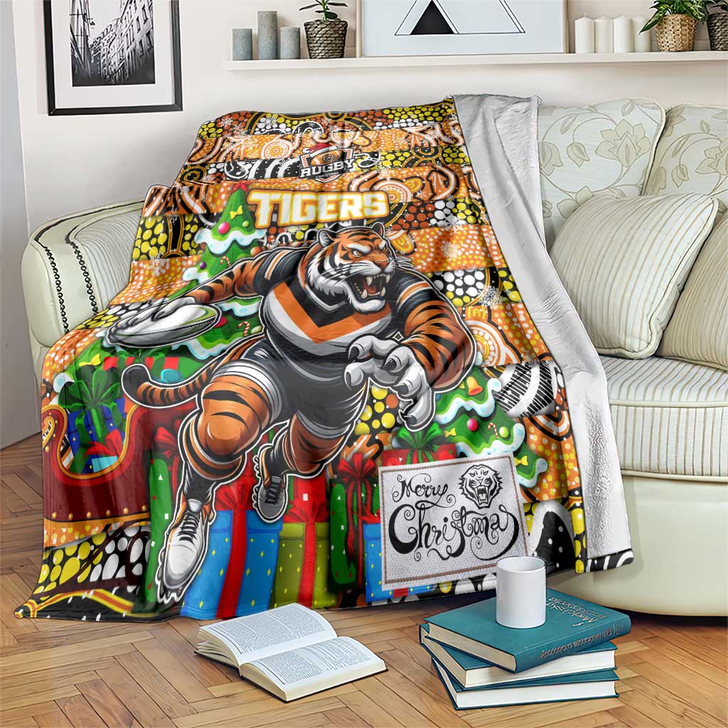 Tigers Rugby Merry Christmas Blanket Indigenous Australian Art