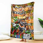 Tigers Rugby Merry Christmas Blanket Indigenous Australian Art