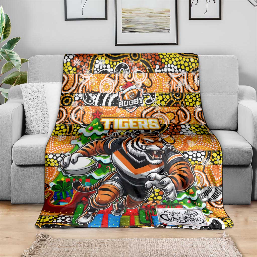Tigers Rugby Merry Christmas Blanket Indigenous Australian Art