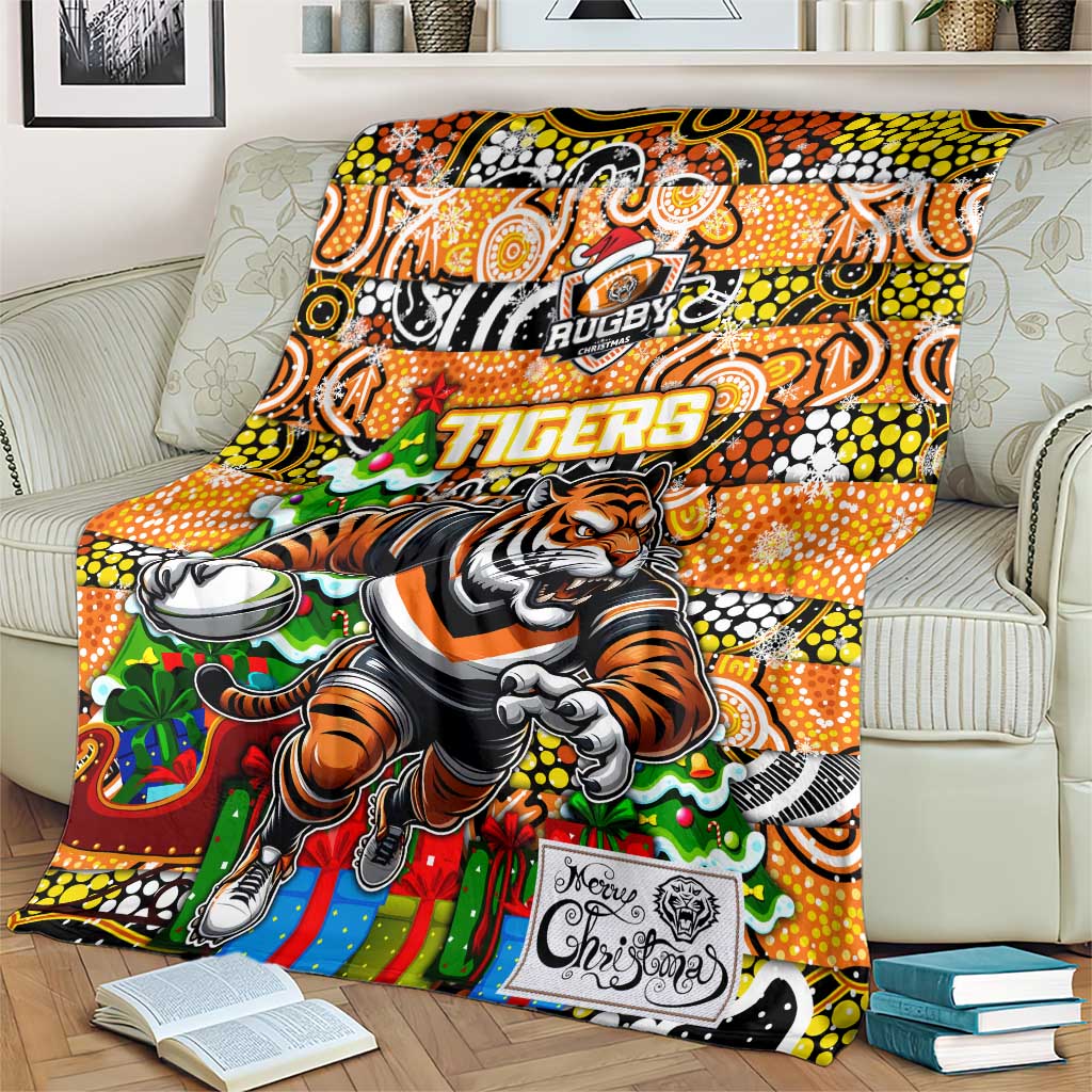 Tigers Rugby Merry Christmas Blanket Indigenous Australian Art