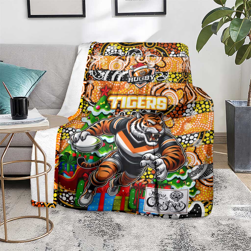 Tigers Rugby Merry Christmas Blanket Indigenous Australian Art