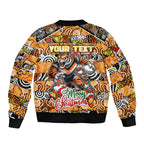Custom Tigers Rugby Merry Christmas Bomber Jacket Indigenous Australian Art