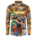 Custom Tigers Rugby Merry Christmas Button Sweatshirt Indigenous Australian Art