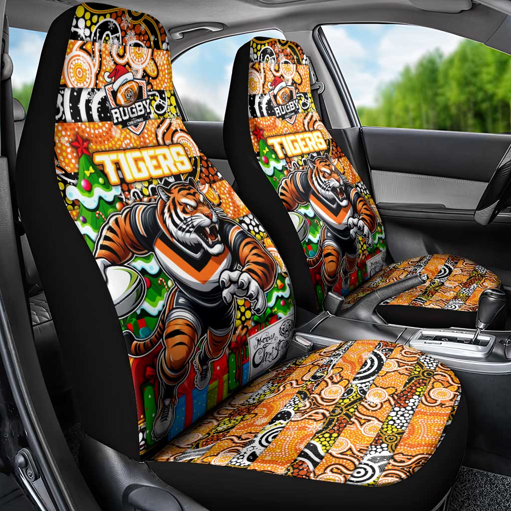 Tigers Rugby Merry Christmas Car Seat Cover Indigenous Australian Art