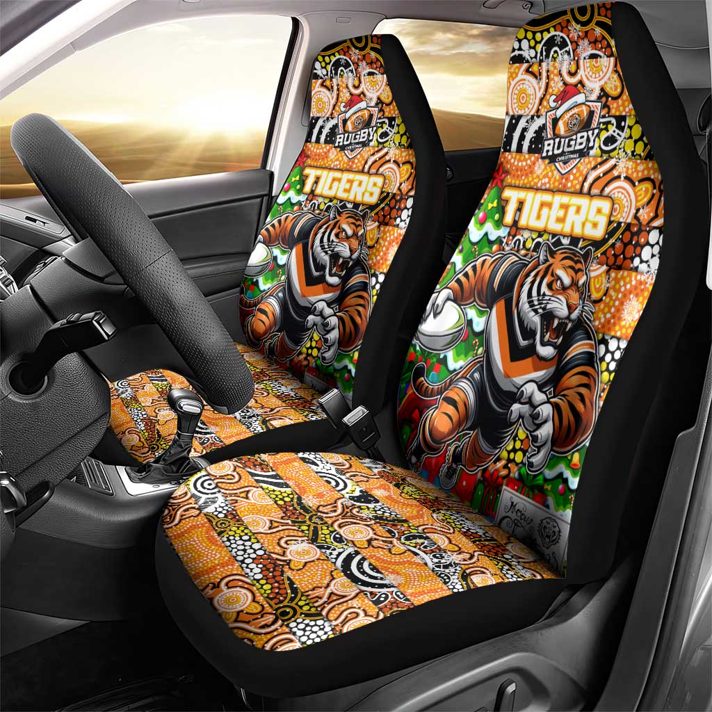 Tigers Rugby Merry Christmas Car Seat Cover Indigenous Australian Art