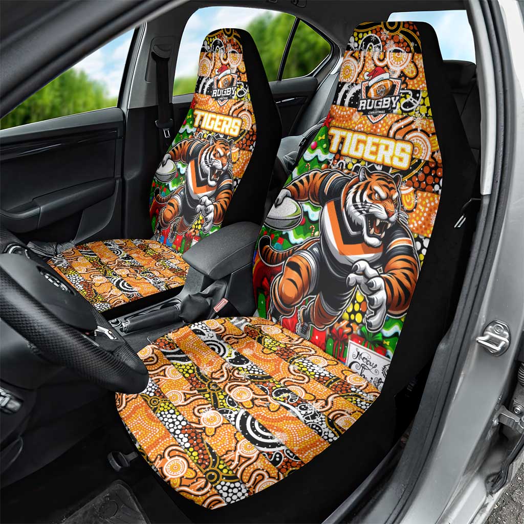 Tigers Rugby Merry Christmas Car Seat Cover Indigenous Australian Art