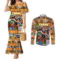 Custom Tigers Rugby Merry Christmas Couples Matching Mermaid Dress and Long Sleeve Button Shirt Indigenous Australian Art
