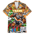 Custom Tigers Rugby Merry Christmas Family Matching Long Sleeve Bodycon Dress and Hawaiian Shirt Indigenous Australian Art