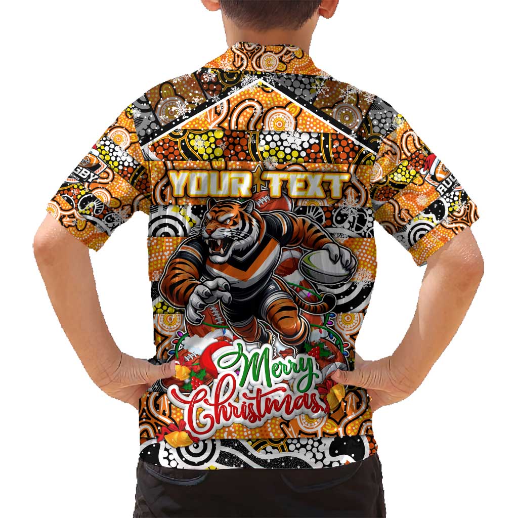 Custom Tigers Rugby Merry Christmas Family Matching Puletasi and Hawaiian Shirt Indigenous Australian Art