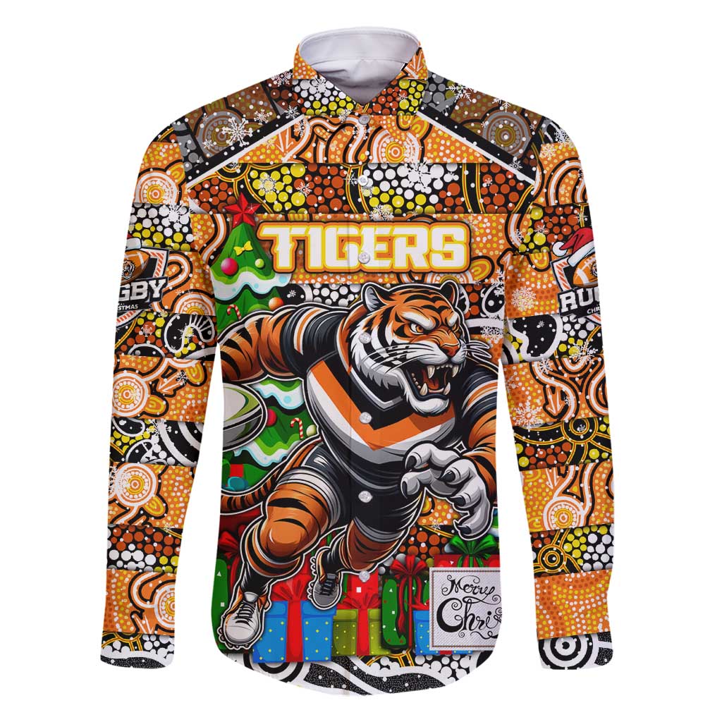 Custom Tigers Rugby Merry Christmas Family Matching Summer Maxi Dress and Hawaiian Shirt Indigenous Australian Art