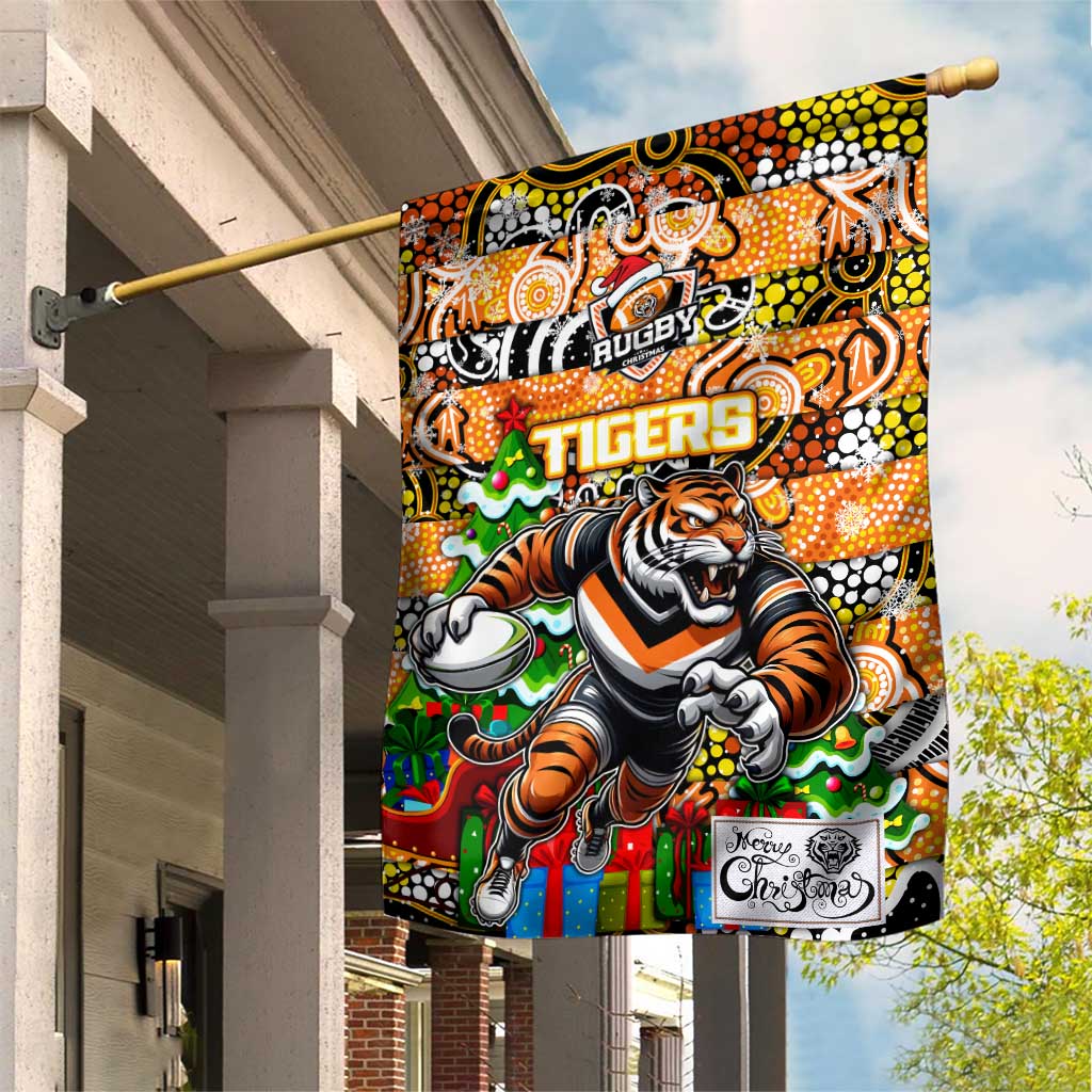 Tigers Rugby Merry Christmas Garden Flag Indigenous Australian Art