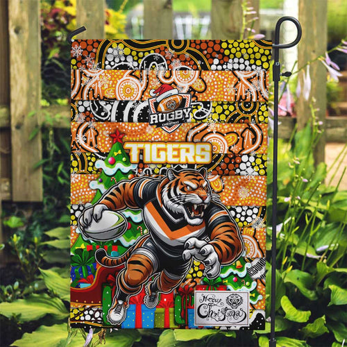Tigers Rugby Merry Christmas Garden Flag Indigenous Australian Art