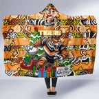 Tigers Rugby Merry Christmas Hooded Blanket Indigenous Australian Art