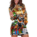 Custom Tigers Rugby Merry Christmas Hoodie Dress Indigenous Australian Art