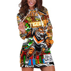 Custom Tigers Rugby Merry Christmas Hoodie Dress Indigenous Australian Art