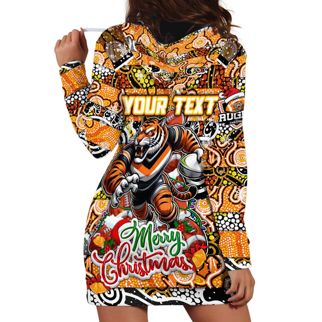 Custom Tigers Rugby Merry Christmas Hoodie Dress Indigenous Australian Art