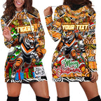 Custom Tigers Rugby Merry Christmas Hoodie Dress Indigenous Australian Art