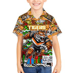 Custom Tigers Rugby Merry Christmas Kid Hawaiian Shirt Indigenous Australian Art