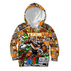 Custom Tigers Rugby Merry Christmas Kid Hoodie Indigenous Australian Art