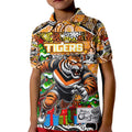 Custom Tigers Rugby Merry Christmas Kid Polo Shirt Indigenous Australian Art