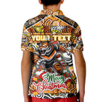 Custom Tigers Rugby Merry Christmas Kid Polo Shirt Indigenous Australian Art
