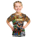 Custom Tigers Rugby Merry Christmas Kid T Shirt Indigenous Australian Art