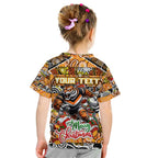 Custom Tigers Rugby Merry Christmas Kid T Shirt Indigenous Australian Art