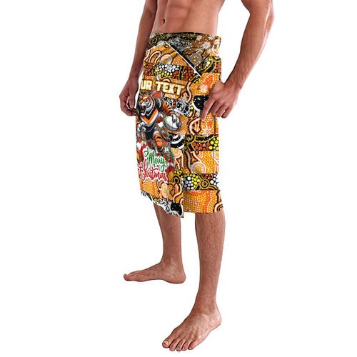 Custom Tigers Rugby Merry Christmas Lavalava Indigenous Australian Art