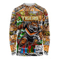 Custom Tigers Rugby Merry Christmas Long Sleeve Shirt Indigenous Australian Art