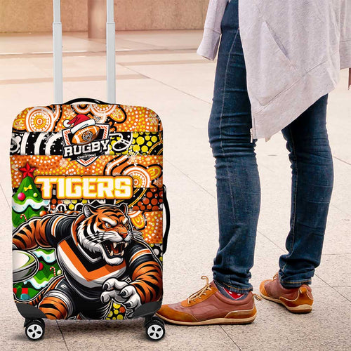 Tigers Rugby Merry Christmas Luggage Cover Indigenous Australian Art