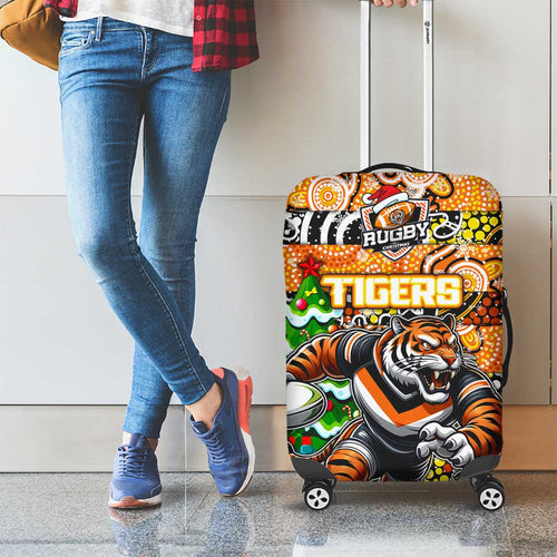 Tigers Rugby Merry Christmas Luggage Cover Indigenous Australian Art